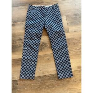 Joe Fresh Womens Pattern Blue Pants Size 4 Straight Leg Business Casual